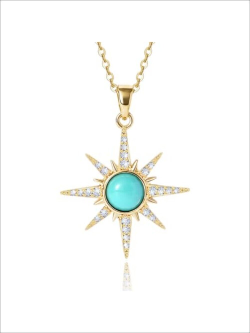 Gold Plated Turquoise Star Pendant Necklace for Women